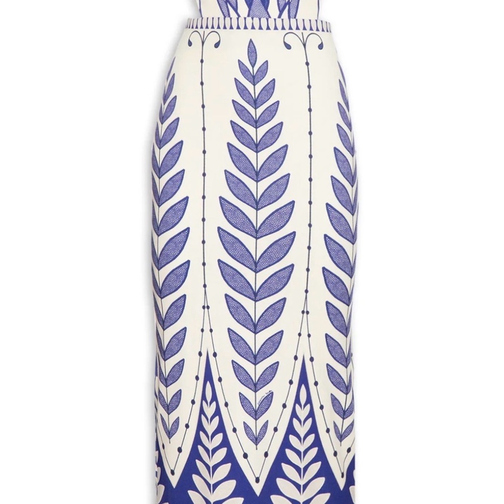 FARM Rio White and Periwinkle Cutout Halter Dress - Picture 4 of 6